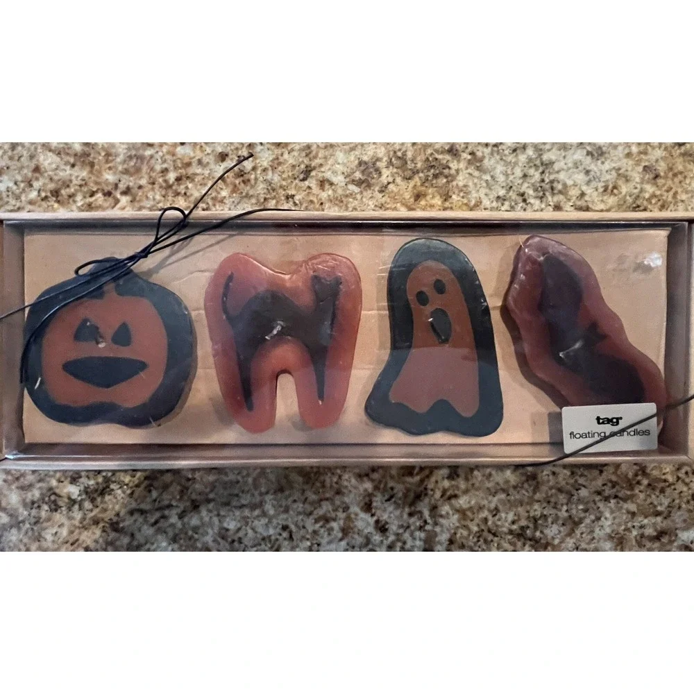 Vintage Floating Halloween Candles Tag Brand Set Of‎ 4 NOS In Original Box USA